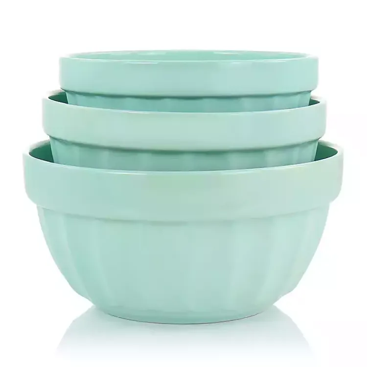 Kirklands Home Martha Stewart Mint Stoneware Bowls, Set of 3 Blue Sale