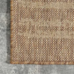 Kirklands Home Marti Banded Lines Outdoor Rug, 5x8 Tan Discount