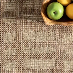 Kirklands Home Marti Banded Lines Outdoor Rug, 8x10 Tan Outlet