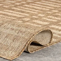 Kirklands Home Marti Banded Lines Outdoor Rug, 8x10 Tan Outlet