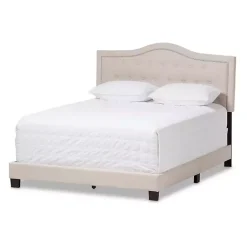 Kirklands Home Mary Beige Button Tufted King Bed Frame Ivory Best