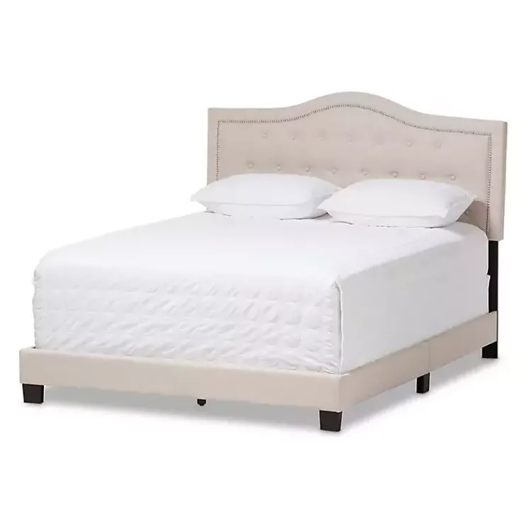 Kirklands Home Mary Beige Button Tufted King Bed Frame Ivory Best