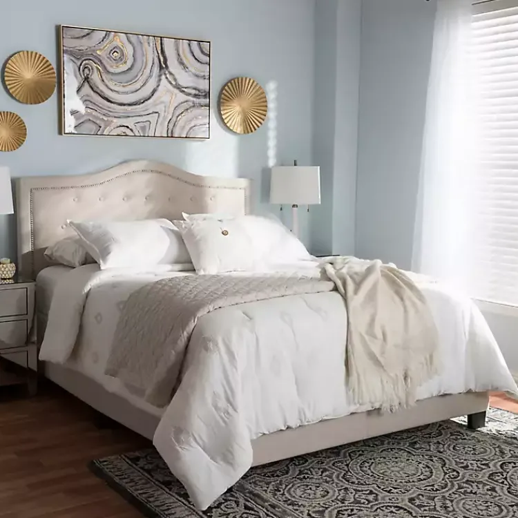 Kirklands Home Mary Beige Button Tufted King Bed Frame Ivory Best