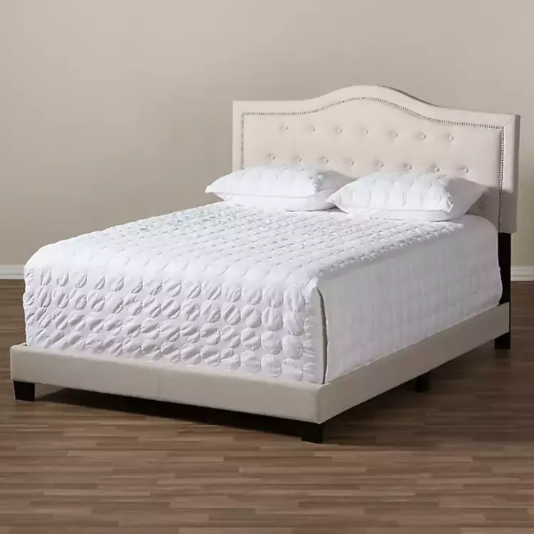 Kirklands Home Mary Beige Button Tufted King Bed Frame Ivory Best