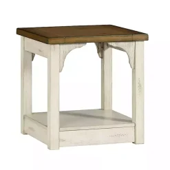 Kirklands Home Mary and Natural Wooden Square Accent Table White Sale