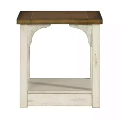 Kirklands Home Mary and Natural Wooden Square Accent Table White Sale
