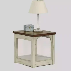 Kirklands Home Mary and Natural Wooden Square Accent Table White Sale