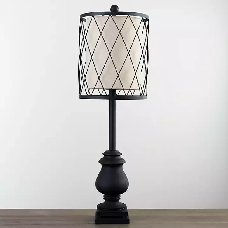 Kirklands Home Matte Buffet Lamp with Wire Shade Black Outlet