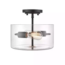 Kirklands Home Matte Drum Semi-Flush Mount Light Black Outlet