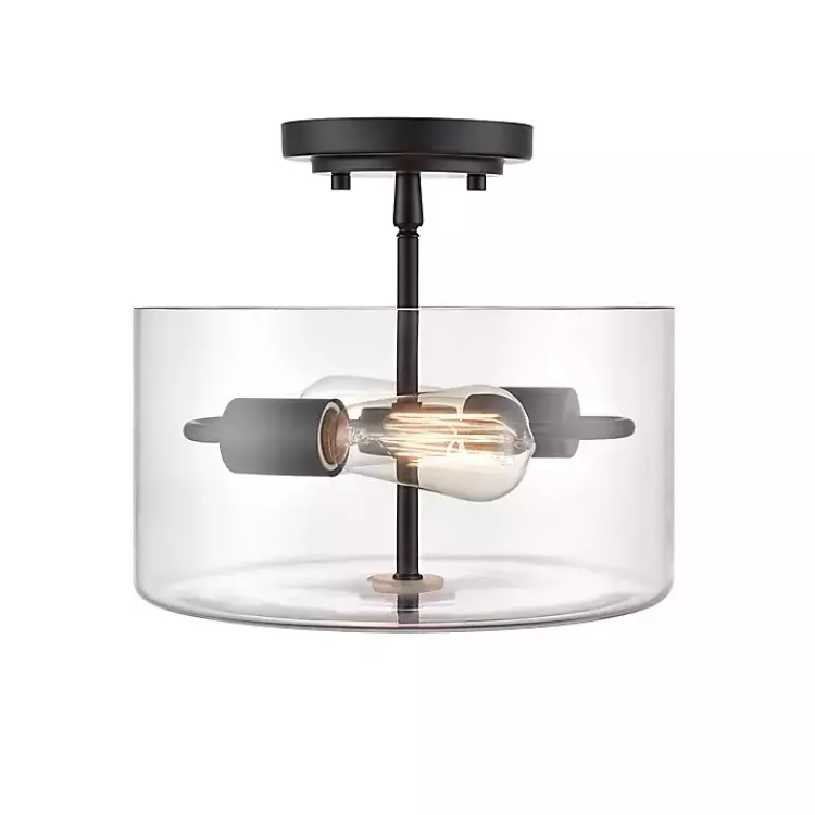 Kirklands Home Matte Drum Semi-Flush Mount Light Black Outlet