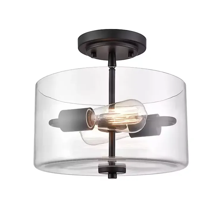 Kirklands Home Matte Drum Semi-Flush Mount Light Black Outlet