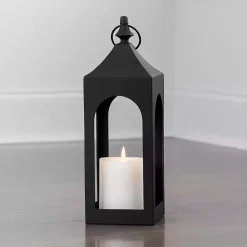 Lanterns>Kirklands Home Matte Hampshire Metal Lantern, 24 in. Black