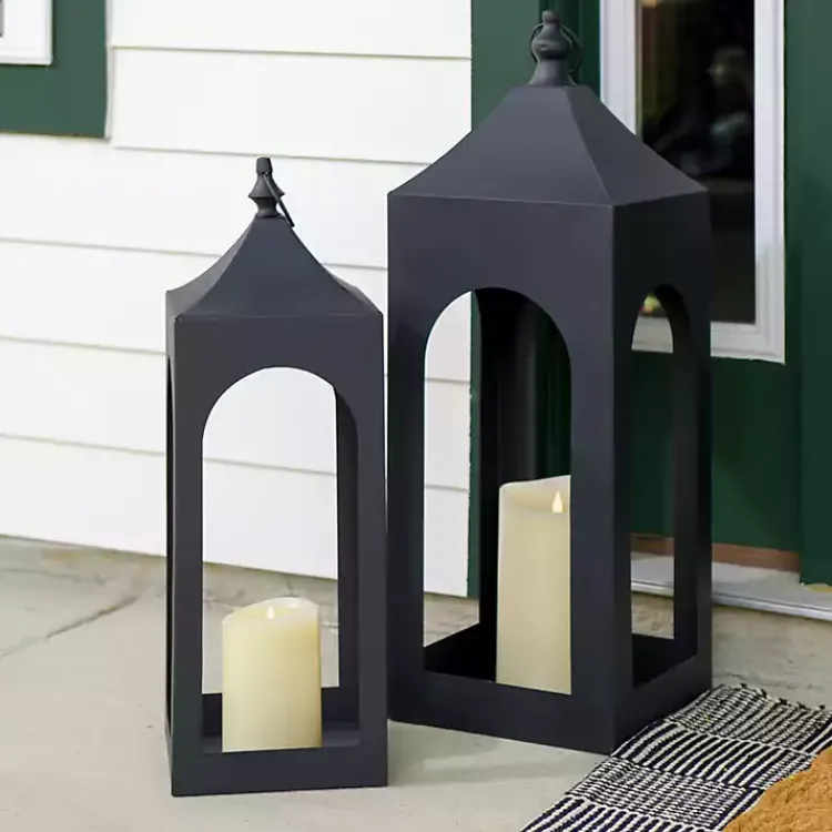 Lanterns>Kirklands Home Matte Hampshire Metal Lantern, 24 in. Black