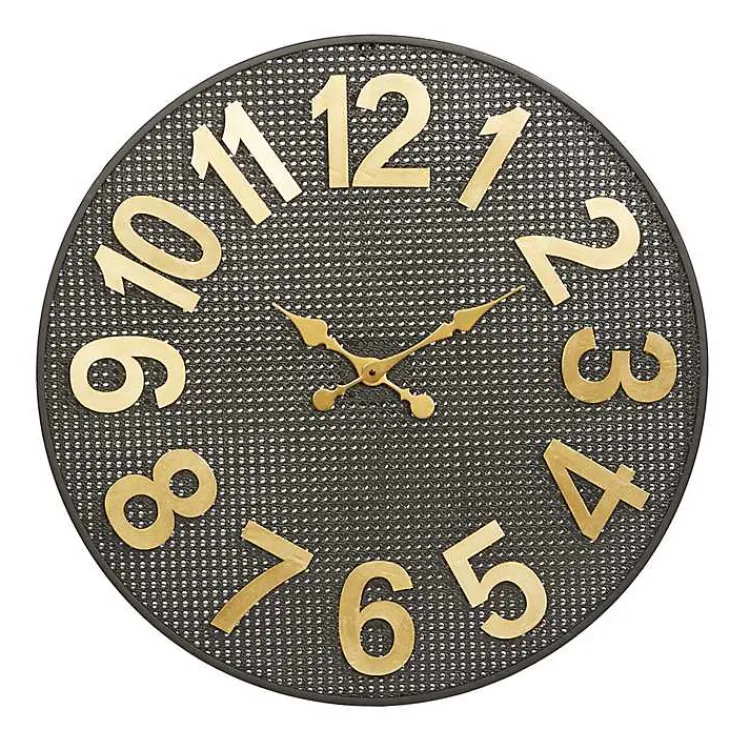 Kirklands Home Matte Black Iron Wall Clock, 32 in. Clearance