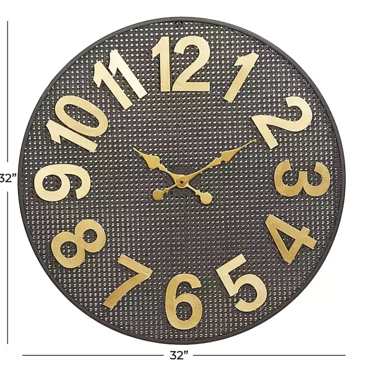 Kirklands Home Matte Black Iron Wall Clock, 32 in. Clearance