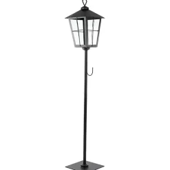 Lanterns>Kirklands Home Matte Lantern Post with Wreath Holder Black