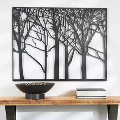 Kirklands Home Matte Metal Tree Frame Wall Plaque Black New