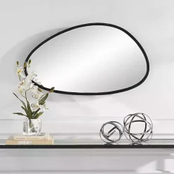 Kirklands Home Matte Black Modern Asymmetrical Wall Mirror Sale