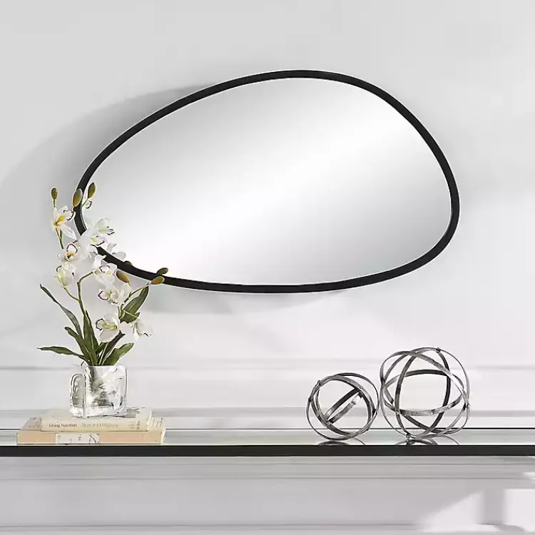 Kirklands Home Matte Black Modern Asymmetrical Wall Mirror Sale