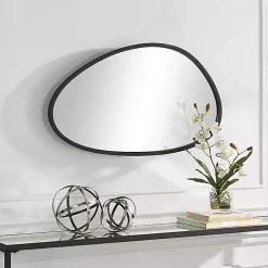 Kirklands Home Matte Black Modern Asymmetrical Wall Mirror Sale