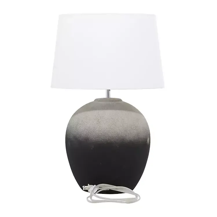 Kirklands Home Matte Black Ombre Textured Table Lamp, 23 in. White Clearance