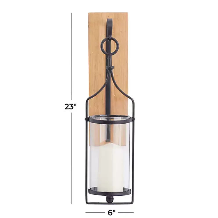 Sconces>Kirklands Home Matte Poplar Wood Sconce Black