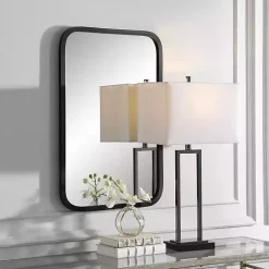 Kirklands Home Matte Black Rectangular Wall Mirror