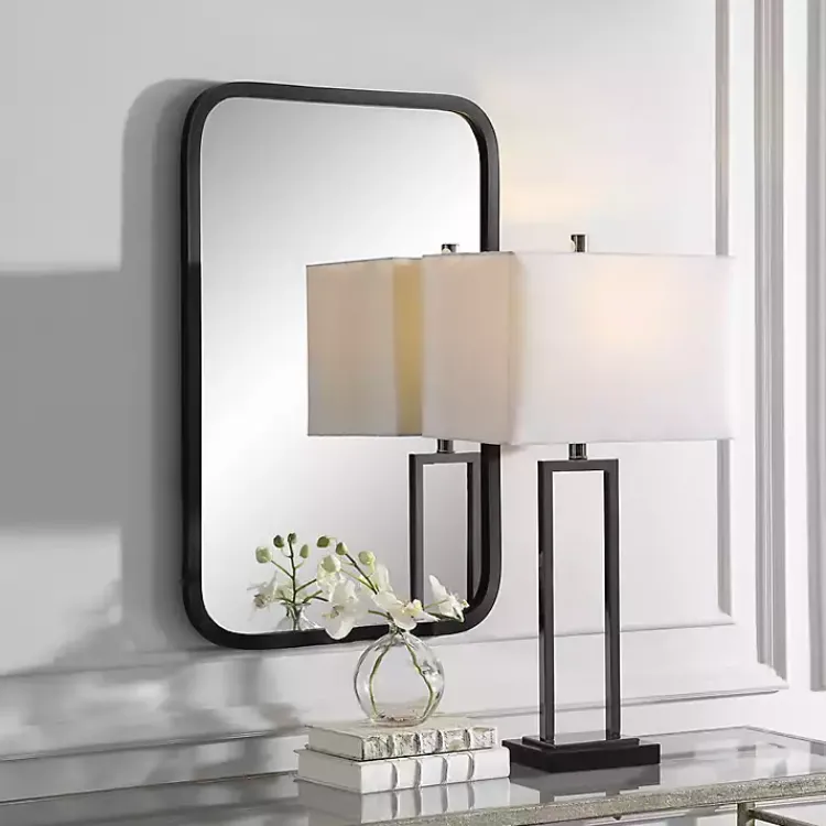 Kirklands Home Matte Black Rectangular Wall Mirror