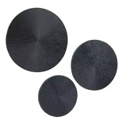 Kirklands Home Matte Ribbed Sunburst Wall Plates, Set of 3 Black Outlet