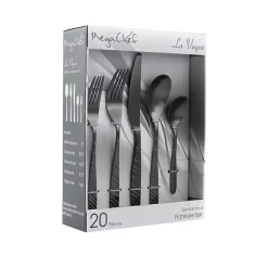 Kirklands Home Matte Black Steel Diagonal 20-pc. Flatware Set Hot