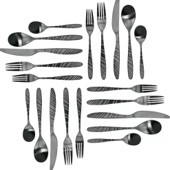 Kirklands Home Matte Black Steel Diagonal 20-pc. Flatware Set Hot