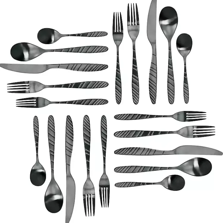 Kirklands Home Matte Black Steel Diagonal 20-pc. Flatware Set Hot