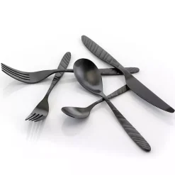 Kirklands Home Matte Black Steel Diagonal 20-pc. Flatware Set Hot