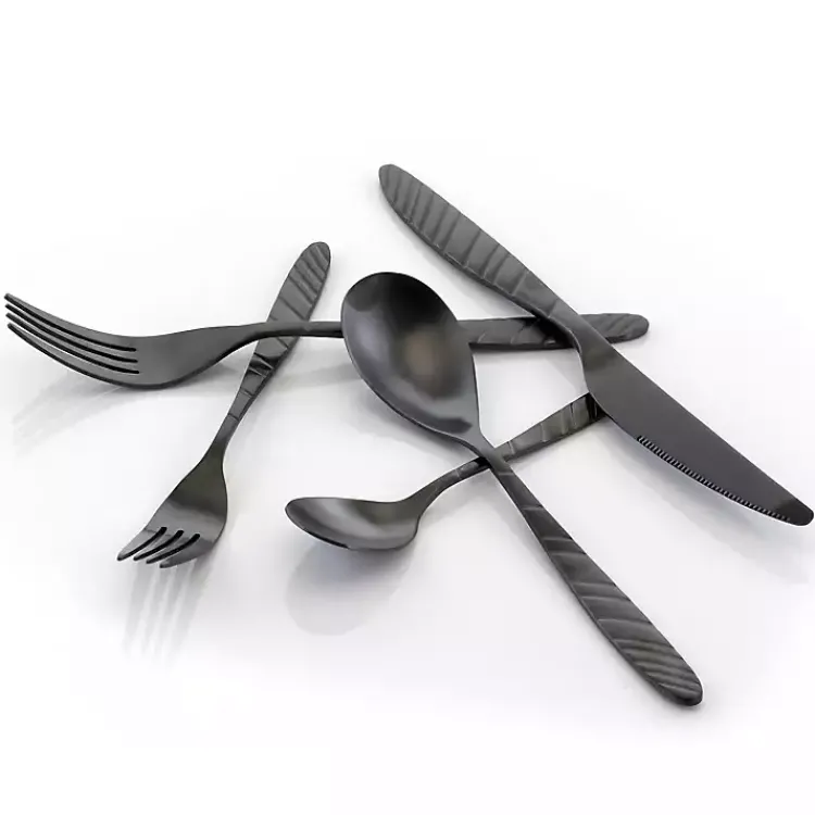 Kirklands Home Matte Black Steel Diagonal 20-pc. Flatware Set Hot