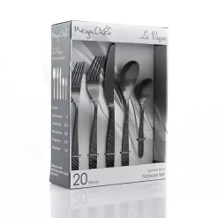 Kirklands Home Matte Black Steel Diagonal 20-pc. Flatware Set Hot
