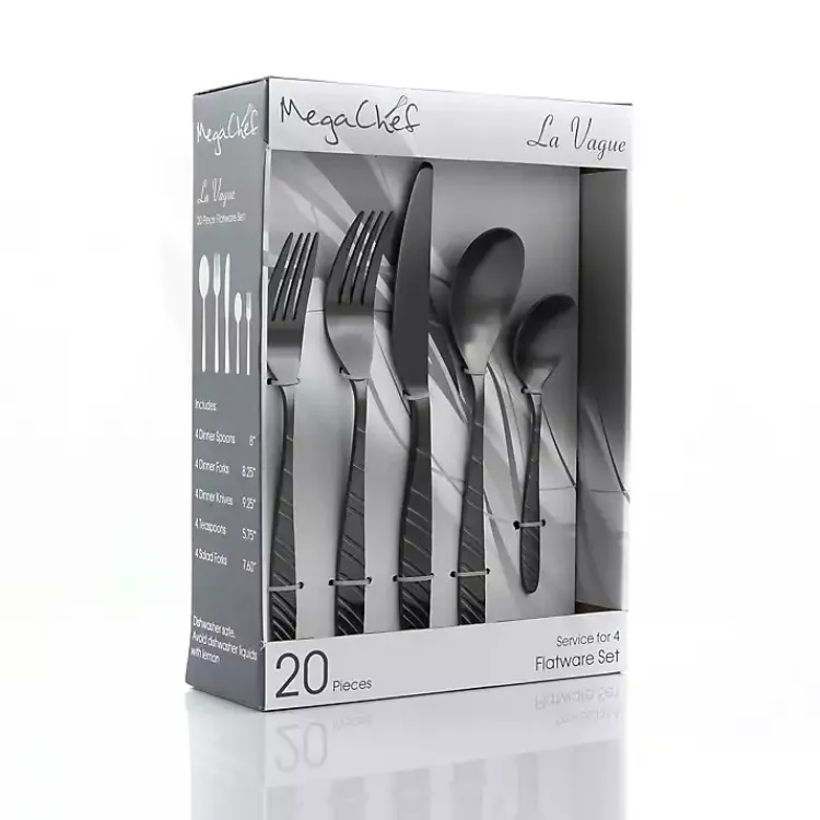 Kirklands Home Matte Black Steel Diagonal 20-pc. Flatware Set Hot
