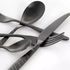 Kirklands Home Matte Black Steel Diagonal 20-pc. Flatware Set Hot