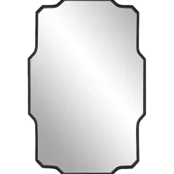 Kirklands Home Matte Black Thin Linear Iron Frame Wall Mirror