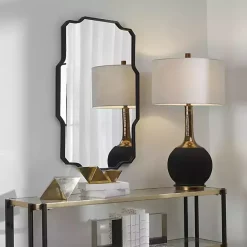 Kirklands Home Matte Black Thin Linear Iron Frame Wall Mirror