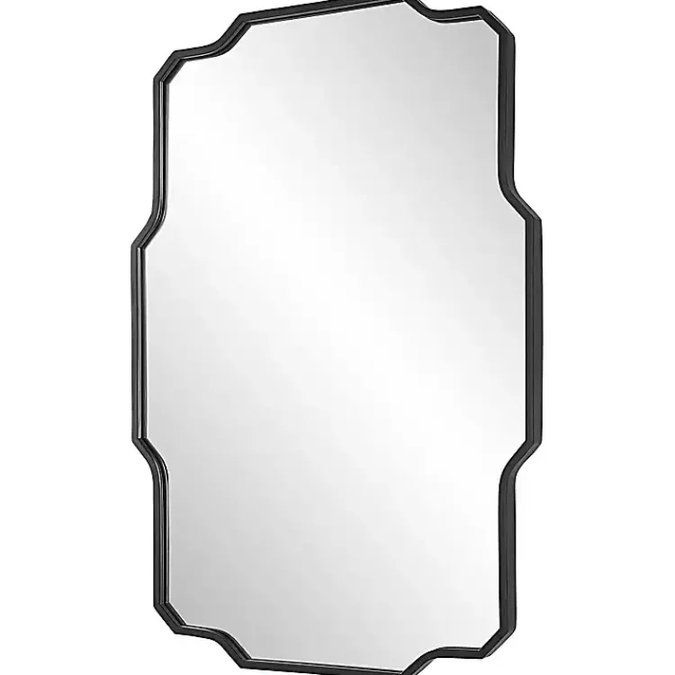 Kirklands Home Matte Black Thin Linear Iron Frame Wall Mirror