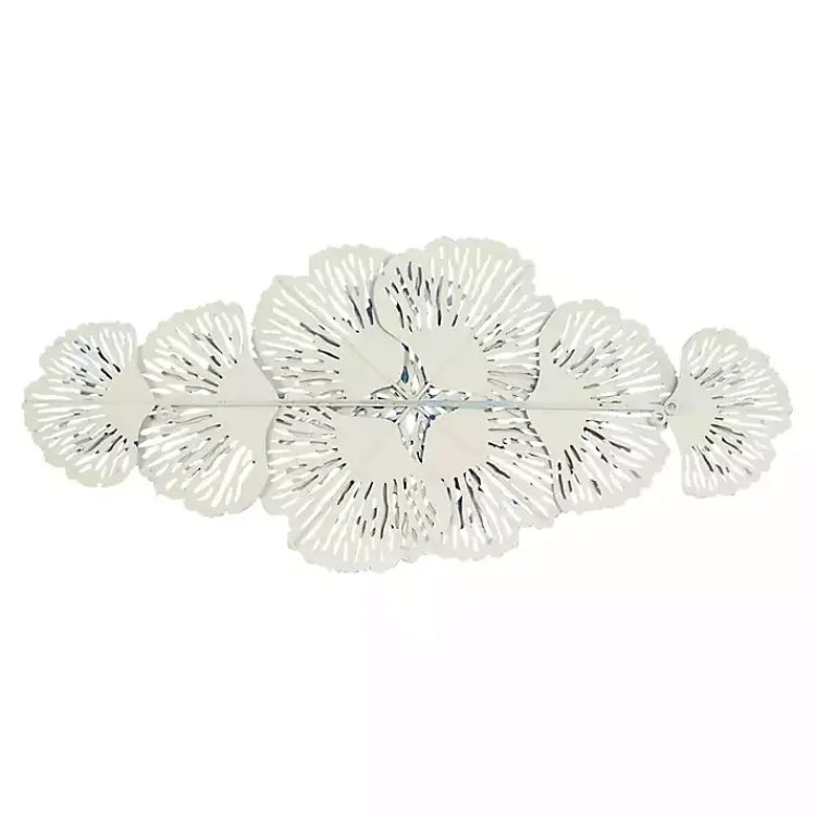 Kirklands Home Matte and White Flowers Metal Wall Plaque Blue Hot