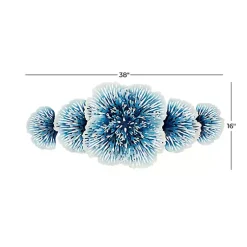 Kirklands Home Matte and White Flowers Metal Wall Plaque Blue Hot