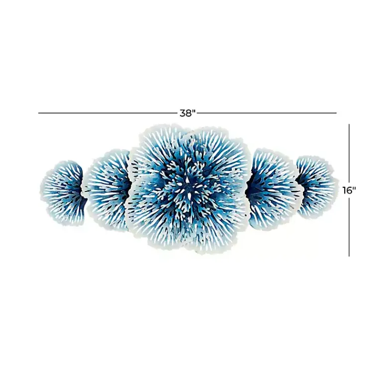 Kirklands Home Matte and White Flowers Metal Wall Plaque Blue Hot