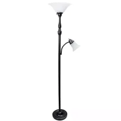 Kirklands Home Matte Bronze and White Reading Arm Torchiere Brown Online