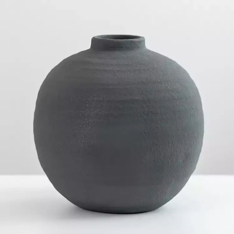 Vases>Kirklands Home Matte Charcoal Rotund Vase Black