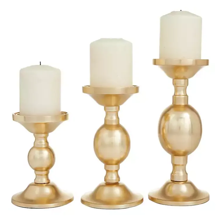 Candle Holders>Kirklands Home Matte Metal 3-pc. Pillar Candle Holder Set Gold