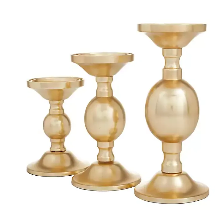 Candle Holders>Kirklands Home Matte Metal 3-pc. Pillar Candle Holder Set Gold
