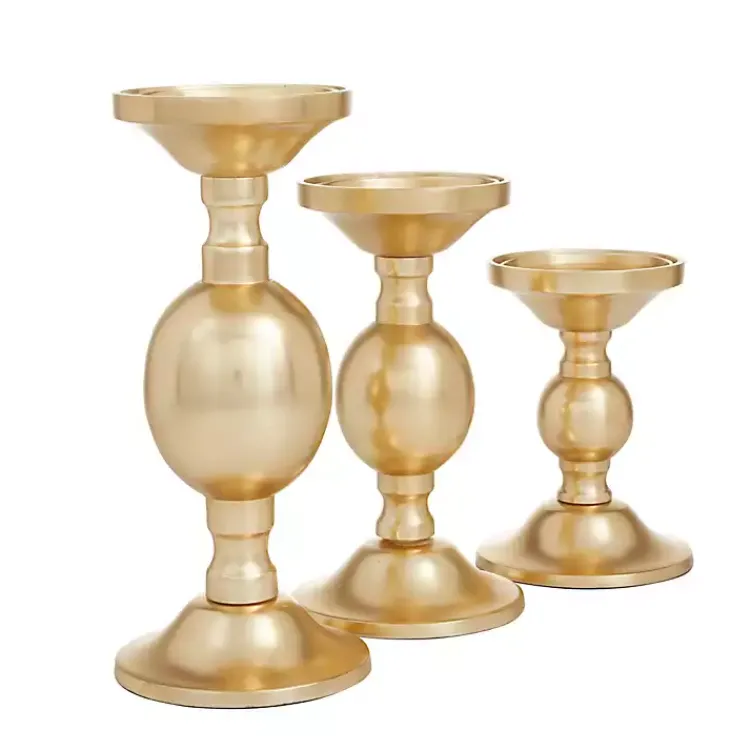 Candle Holders>Kirklands Home Matte Metal 3-pc. Pillar Candle Holder Set Gold