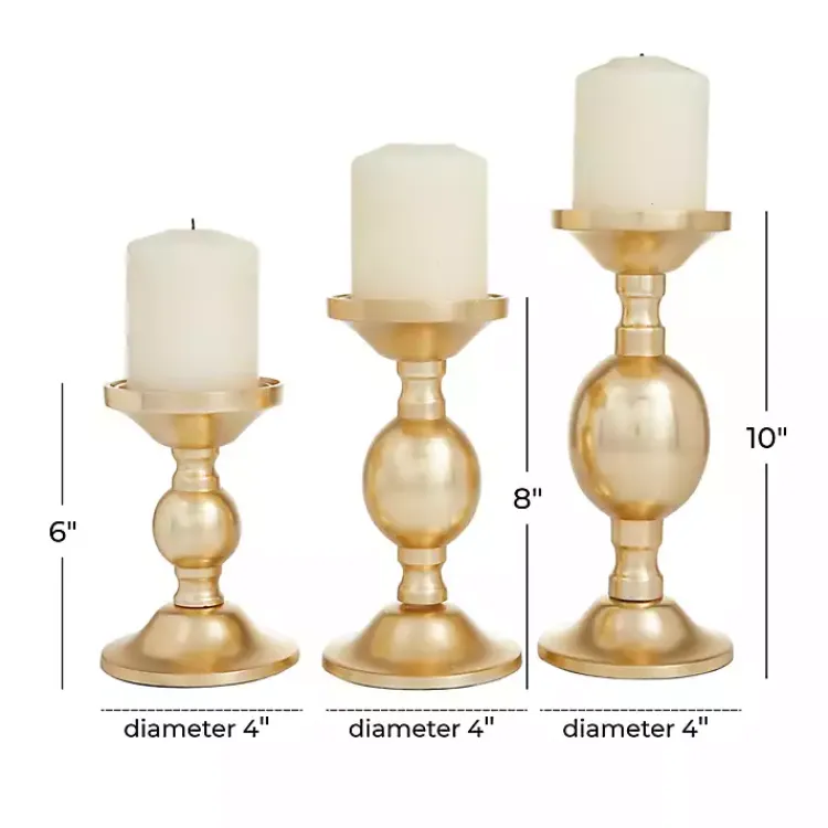 Candle Holders>Kirklands Home Matte Metal 3-pc. Pillar Candle Holder Set Gold