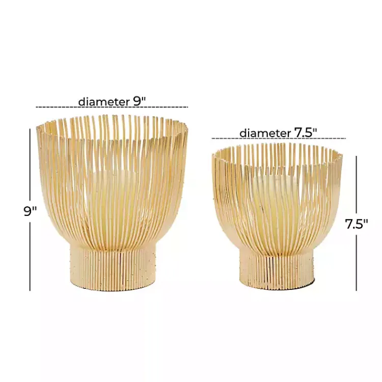 Candle Holders>Kirklands Home Matte Straws 2-pc. Votive Candle Holder Set Gold